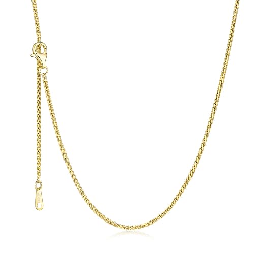 BEAYEG 14K Gold Chain Necklace for Women, Solid Chain Necklace, Hypoallergenic Durable Everyday Simple Gold necklace Jewelry Gift Ready (Length, 20inchs,Diameter1.6mm Wheat /1.8mm Cable/2mm Rope chain