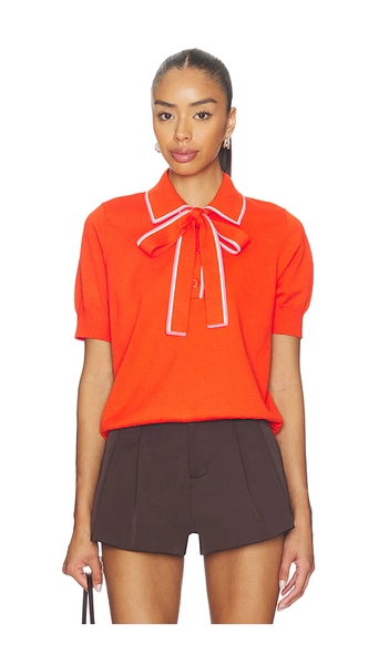 Essentiel Antwerp Jojoba Polo With Bow in Orange. - size S