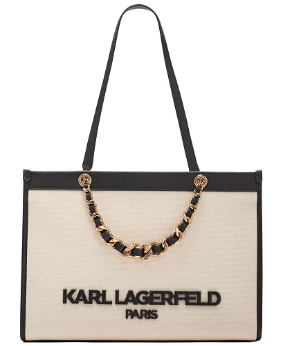KARL LAGERFELD Women's Savoie Tote Bag With Logo - One Size - Natural/Black