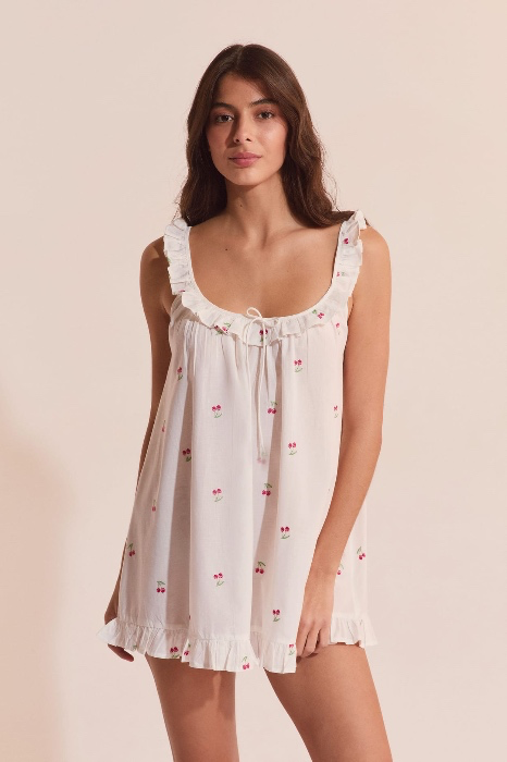 ETAM- NUISETTE COURTE EN COTON À MOTIFS CERISES S